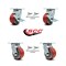 Service Caster 4 Inch Red Poly on Cast Iron Caster Set with Ball Bearings 4 Swivel Lock 2 Brake SCC-30CS420-PUB-RS-TLB-BSL-2-BSL-2 - alternate 2